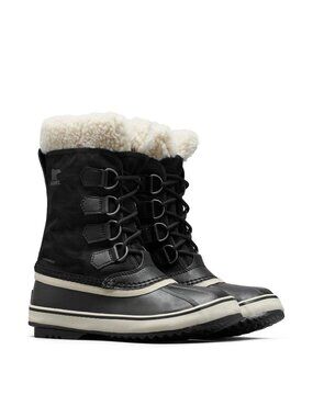 SOREL Women's Winter Carnival Waterproof Boot - Black, Stone - 8